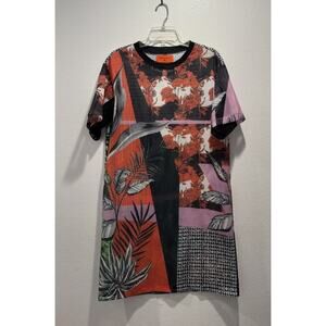 Clover Canyon Colorful Net Floral Abstract Print Pool Beach Cover Up Sheer